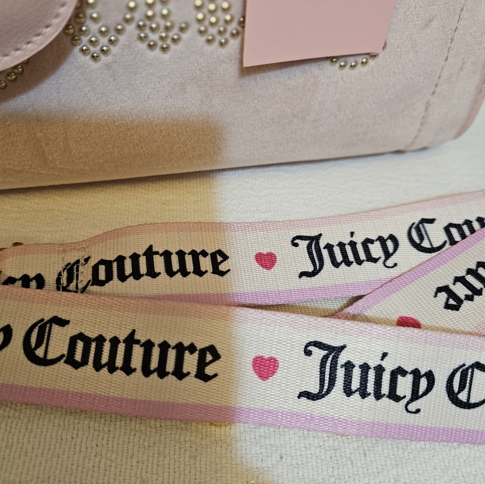 Juicy Couture Pink Mini Velour Logo Tote Crossbody Shoulder Hand Bag - Picture 10 of 14
